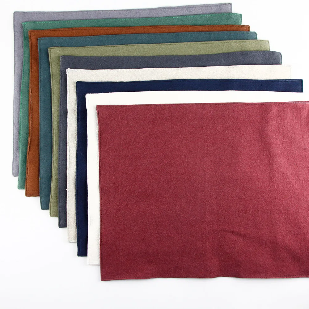 

High Quality Washed linen placemat heat insulation mat dining table mat kids table Napkin Solid 10 Colours placemats