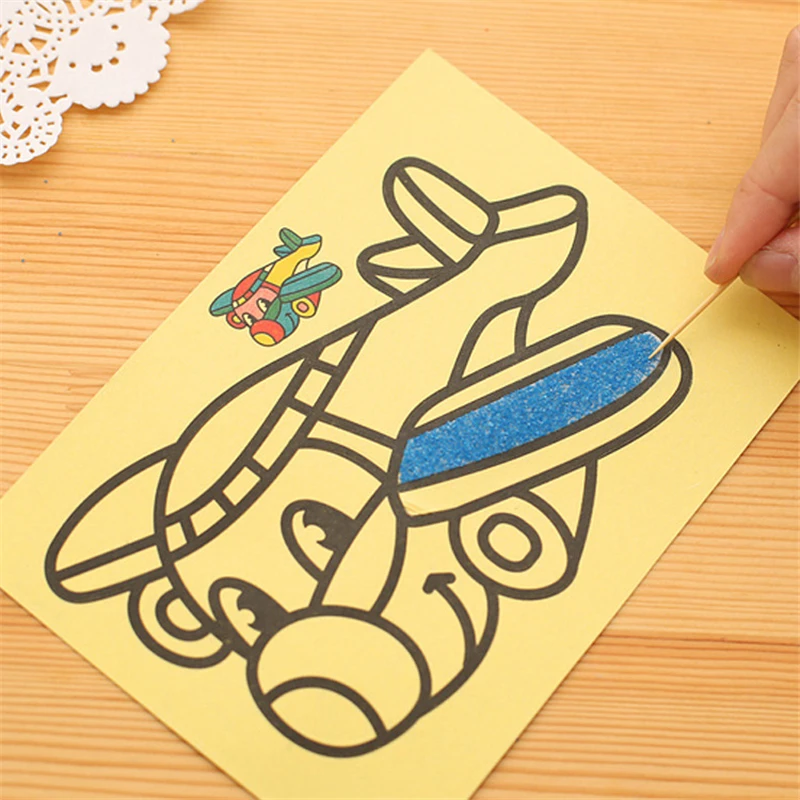 10 шт./лот, Детские DIY раскраска на основе песчаной живописи, искусство, креативные игрушки для рисования, Песочная бумага, учимся художественным ремеслам, обучающие игрушки для мальчиков и девочек