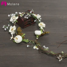 MOLANS бохо цветок корона головная повязка для женщин свадебные фотографии аксессуары ротанга цветочные гирлянды Свадебный старинный головной убор
