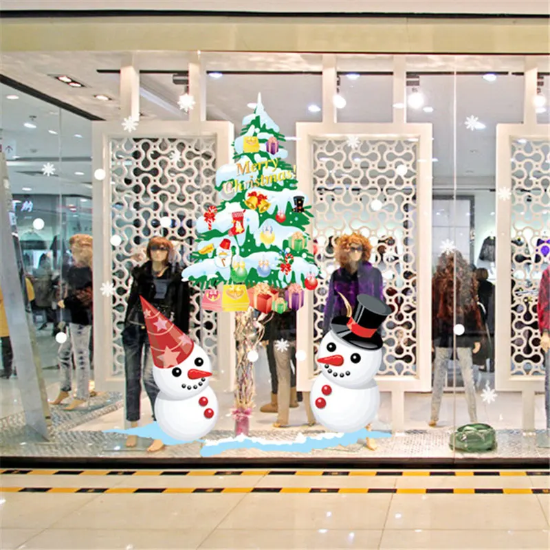 Магазин Снеговик оконный Рождественская елка Рождественская Настенная Наклейка рождественские украшения для дома рождественские наклейки на окна