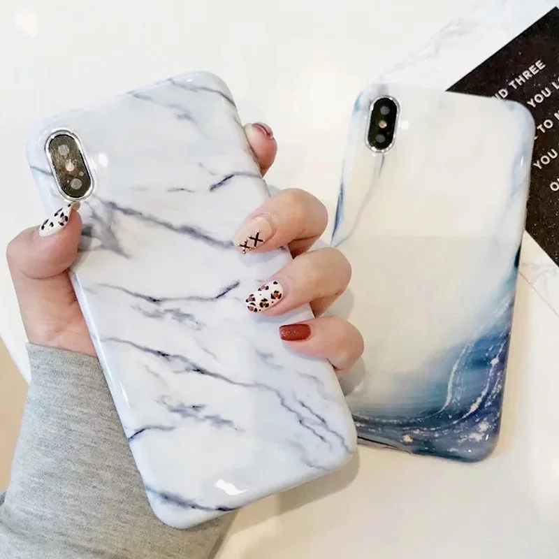 

Sunforward Luxury Soft Case For iPhone X Cover 6 7 8 Plus 10 XS MAX XR Glossy Glitter Marble Phone Covers For iPhone 6S Case