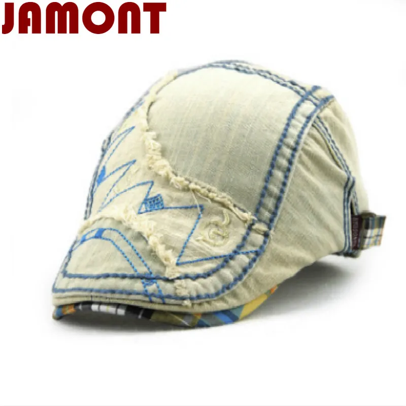 

distress summer children denim berets kids newsboy hat for boy girl flat cap jeans duckbill visor washed old peaked bone