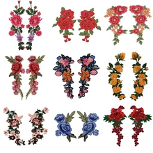 2 unid/set bordado Rosa flor coser/planchar en parche apliques diy artesanía Stiker para Jeans saco de sombrero Ropa Accesorios insignias