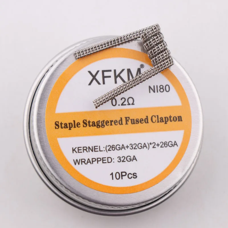 NEW XFKM 10pcs/lot Prebuilt Coils High Density Ni80 SS316L Staple Fused Clapton Coil for Electronic Cigarette RDA RTA Atomizer NEW XFKM 10pcs/lot Prebuilt Coils High Density Ni80 SS316L Staple Fused Clapton Coil for Electronic Cigarette RDA RTA Atomizer