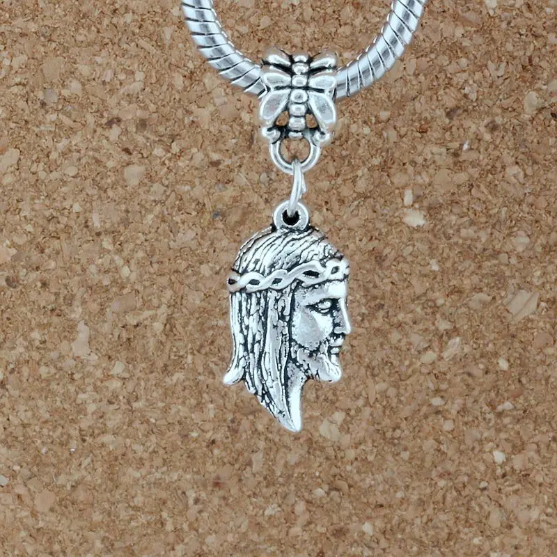 

100pcs/lots Antique silver Jesus Dangle Religion Charm Beads Fit Charm Bracelet DIY Accessories 10.8x32.5mm A-490a