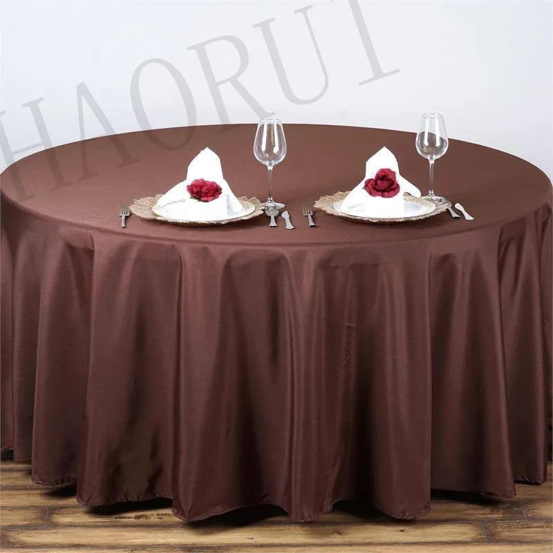 10pcs Customize Table Cover Polyester Cotton Fabric 90'' Round Chocolate Luxury Dining