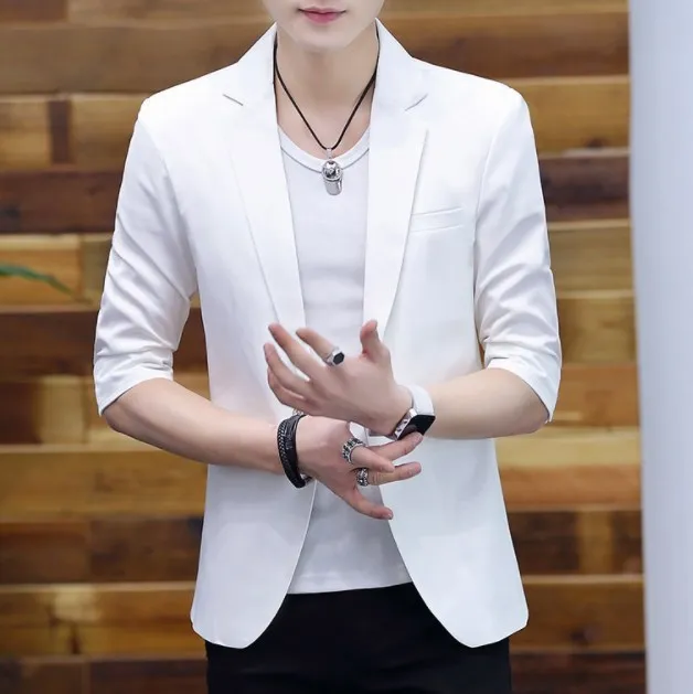 short sleeve white blazer