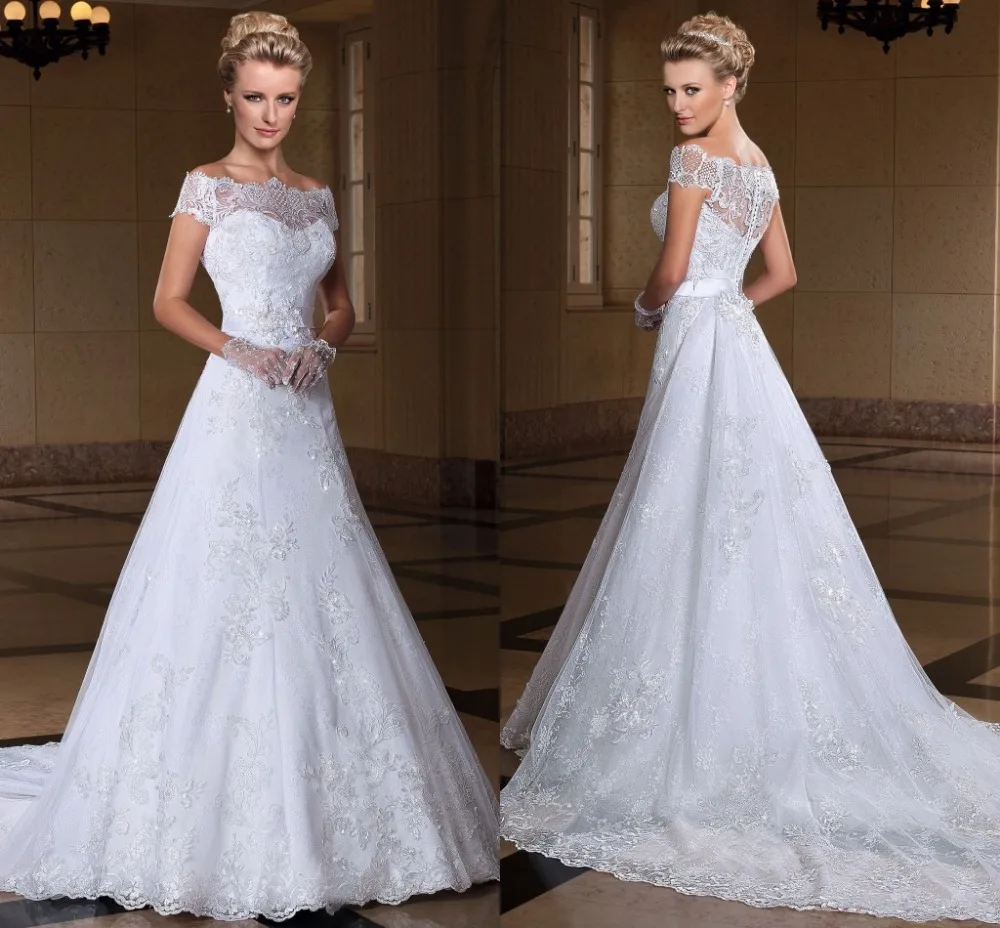 

Lovely Sweetheart Wedding dress VERNASSA with Appliques Floor Length vestidos de noiva Lace Wedding Dresses