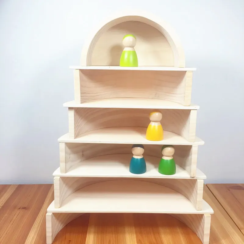 Najtaniej Dropshipping 12 sztuk natura drewna Rainbow bloki drewniane zabawki dla dla dzieci klocki dla dzieci kształt zestaw Box zestaw prezent edukacyjny dla dzieci w wieku przedszkolnym