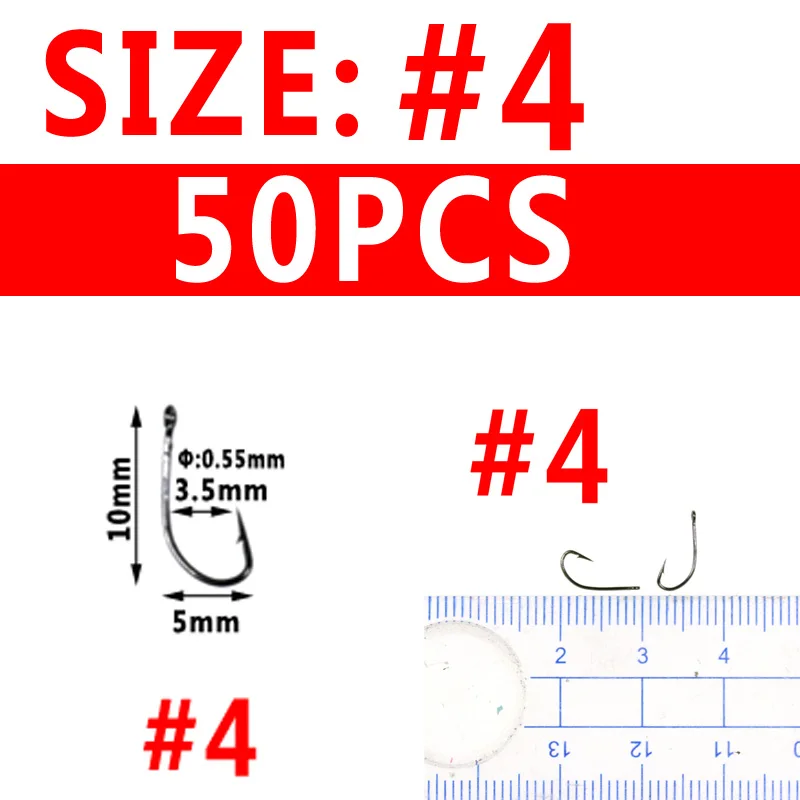 Bimoo несколько размеров с высоким содержанием углерода Сталь крючок для сома морской рыбалки приманки колючий Карп Рыбалка иглы рыбацкие крючки черный Никель 50/25 шт - Цвет: size4 50pcs