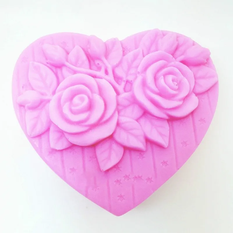 Rose silicone mould baking supplies sugar craft love heart shape soap making silicone soap mold