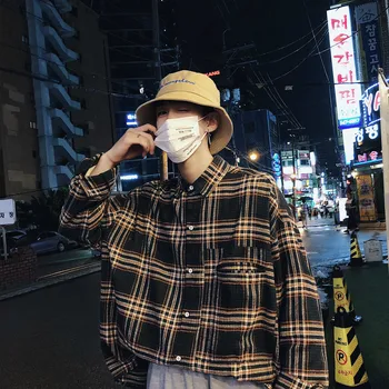 

2018 Autumn Shirt Schoolboy Easy Long camisa masculina The new listing Recommend Fashion casual city boy hip hop size M-1XL
