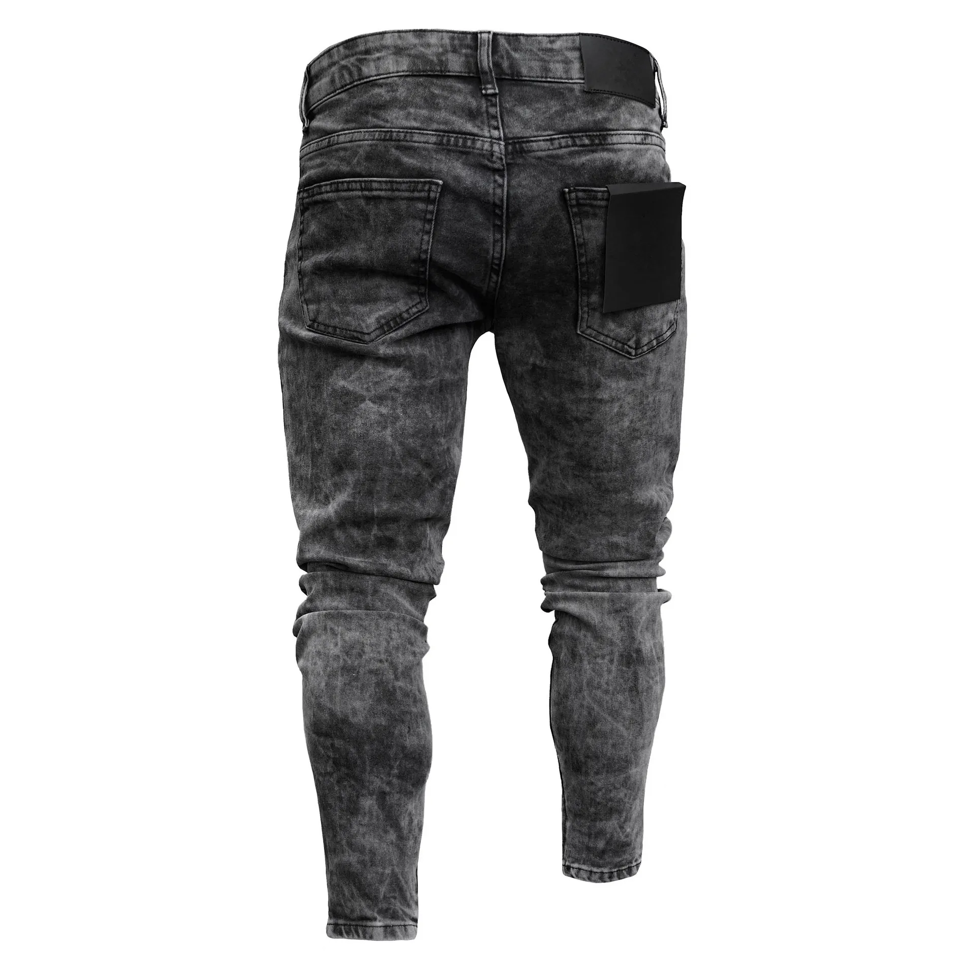 Мужские обтягивающие джинсы, рваные джинсы с дырками, Стрейчевые штаны в стиле хип-хоп, уличные брюки