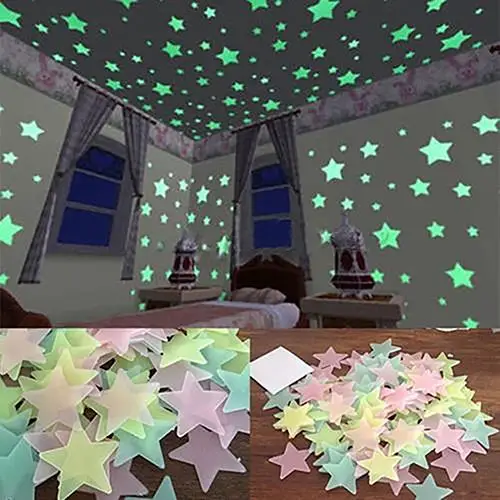 

100/40Pcs 3D Glow in the Dark Stars Ceiling Wall Stickers For Kids Rooms Home Decor Little Stars Wall Decals Baby DIY Stickers