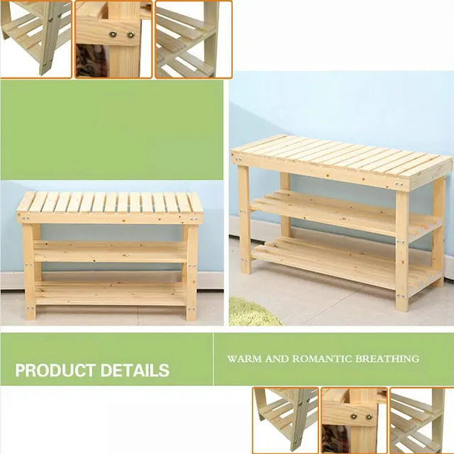 80x29x46cm Solid Pine Wood Shoe Rack Shelf Storage Scoop Chair 80x29x46cm Solid Pine Wood Shoe Rack Shelf Storage Scoop Chair Of Nature Color