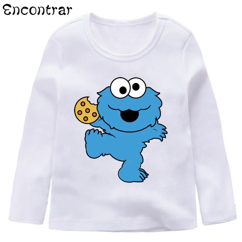 

Kids Cartoon Sesame Street COOKIE MONSTER Design T Shirt Boys/Girls Casual Long Sleeve Tops Children's Funny T-Shirt,LKP3068