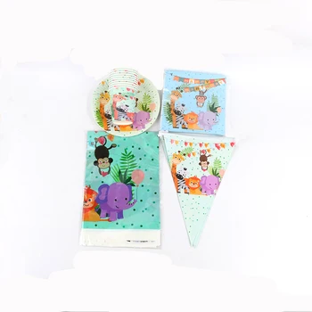 

51pcs/lot Children birthday cartoon zoo giraffe monkey lion tiger animal big collection theme baby shower birthday party supplie