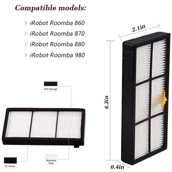 

EAS-Replenishment Kit For Irobot Roomba 800 900 Series, 9 Pcs Vacuum Replacement Parts With 4 Hepa Filters 2 Side Brushes 1 Se