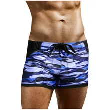 Модные мужские камуфляжные сексуальные плавки для бодибилдинга, пляжные шорты для плавания, плавки с плоским углом A30423