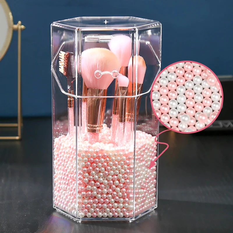 Exquisite Dust-proof Pearl Cosmetic Storage Box Desktop Eyebrow Pencil Brush Makeup Tube Dressing Table Sundries Organizer