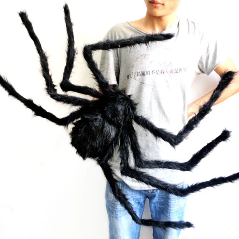 75cm Large Size Plush Spider Made Of Wire And Plush Halloween Props spider Funny Toy for party or Bar KTV halloween decoration