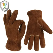 OZERO Men’s Work Driver Gloves Cowhide Winter Warm Cashmere Windproof Security Protection Wear Safety Working Woman Gloves 2008