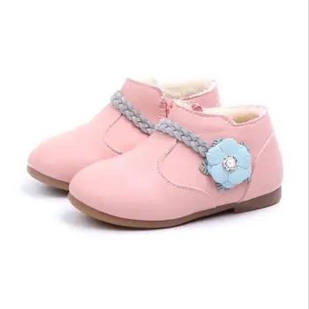 

Girls Boots Flowers New Autumn Fashion Children Princess Shoes Rubber Sole Cotton-Padded Sneakers Fashion Spring Kids Snow Boots