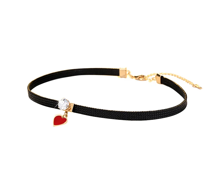 Necklace Crystal Victorian Vintage Gothic Velvet Chocker Red Heart Black Rope Clavicle Short Neck Jewelry Collar Women Jewelry