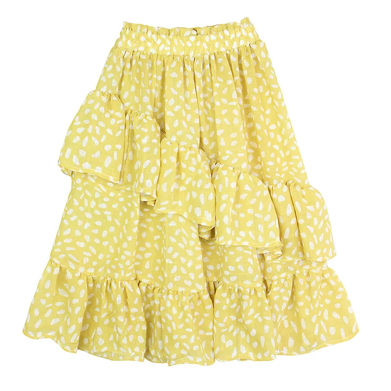 

Kids Children Clothing Floral Cotton Girl Long SKirt Yellow Ruffle SKirts for Girls 2-14Y Beach Birthday Party Wear