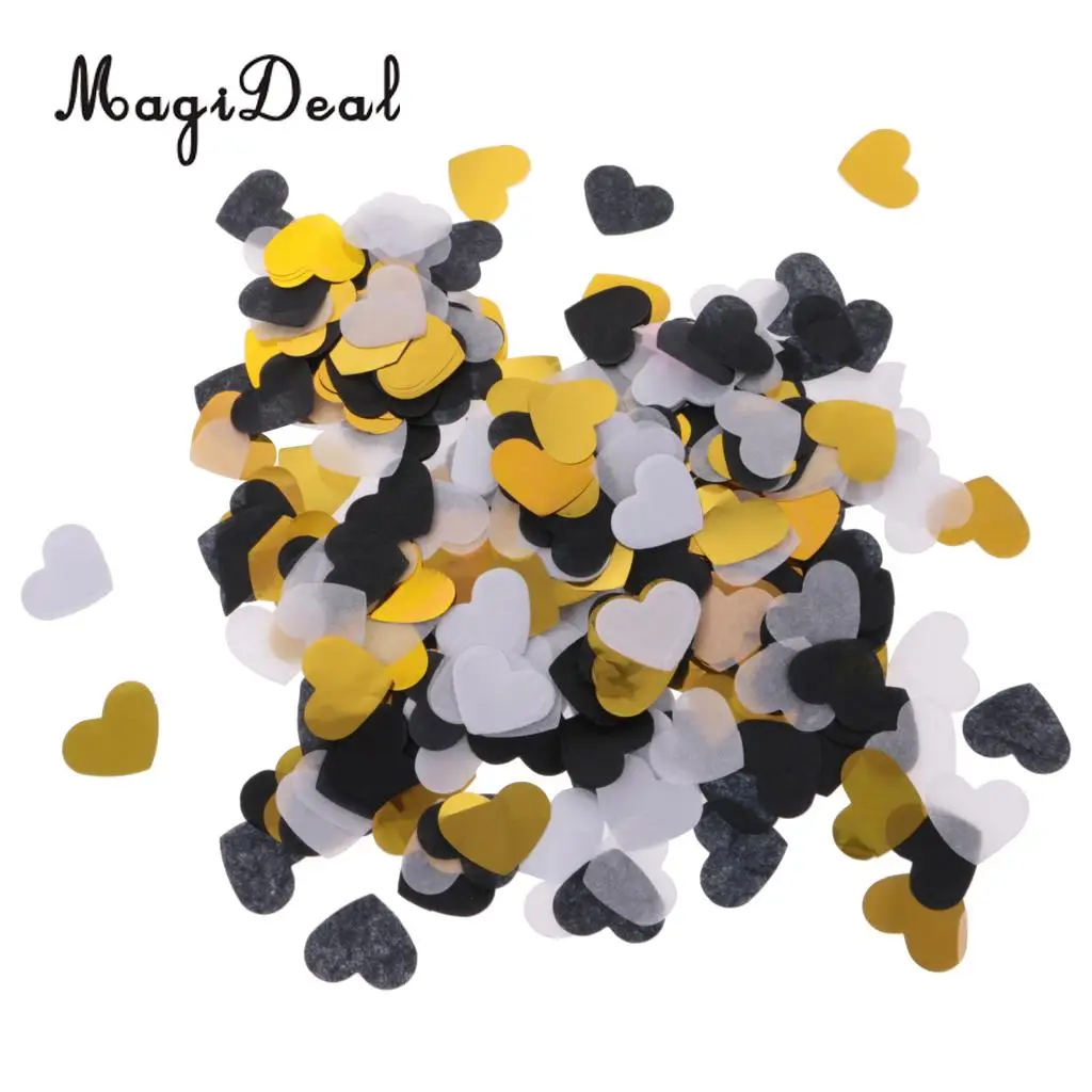 MagiDeal Novelty 1400Pieces Wedding Paper Confetti Table Gold Heart Throwing Craft for Birthday Baby Shower Valentines Day Decor