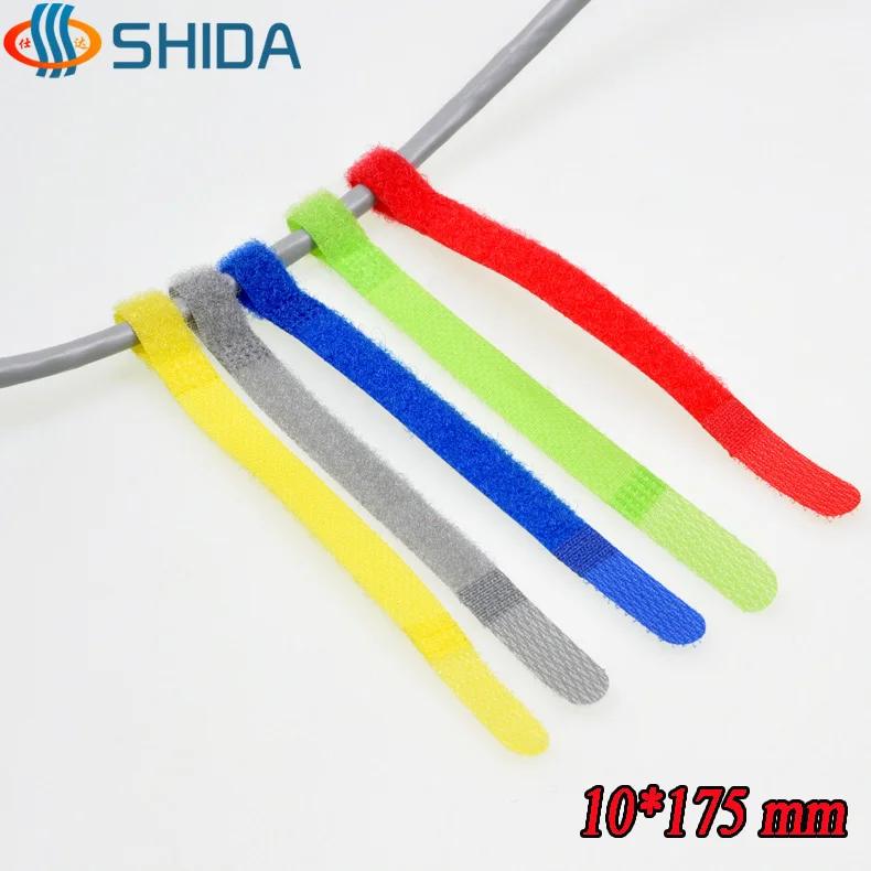 100 PCS 10*175mm P Type Magic Fastener Tapes Nylon Cable Ties Hook and