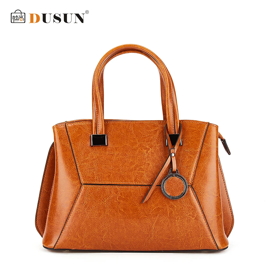 DUSUN Vintage Women Genuine Leather Handbag Famous Brand Geometry Style Messenger Bag Women Casual Totes Woman