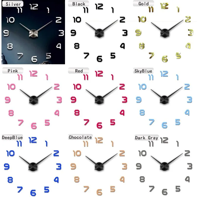 Модные цифровые большие настенные часы персонализированные большие настенные часы 3d diy часы акриловые зеркальные наклейки кварцевые современные украшения для дома