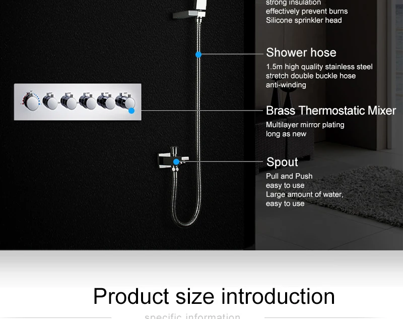 Bathroom Shower Set Accessories Faucet Panel Tap Thermostatic Mixer LED Ceiling Rainfall Shower jet System Led Mist Rain Shower (7)