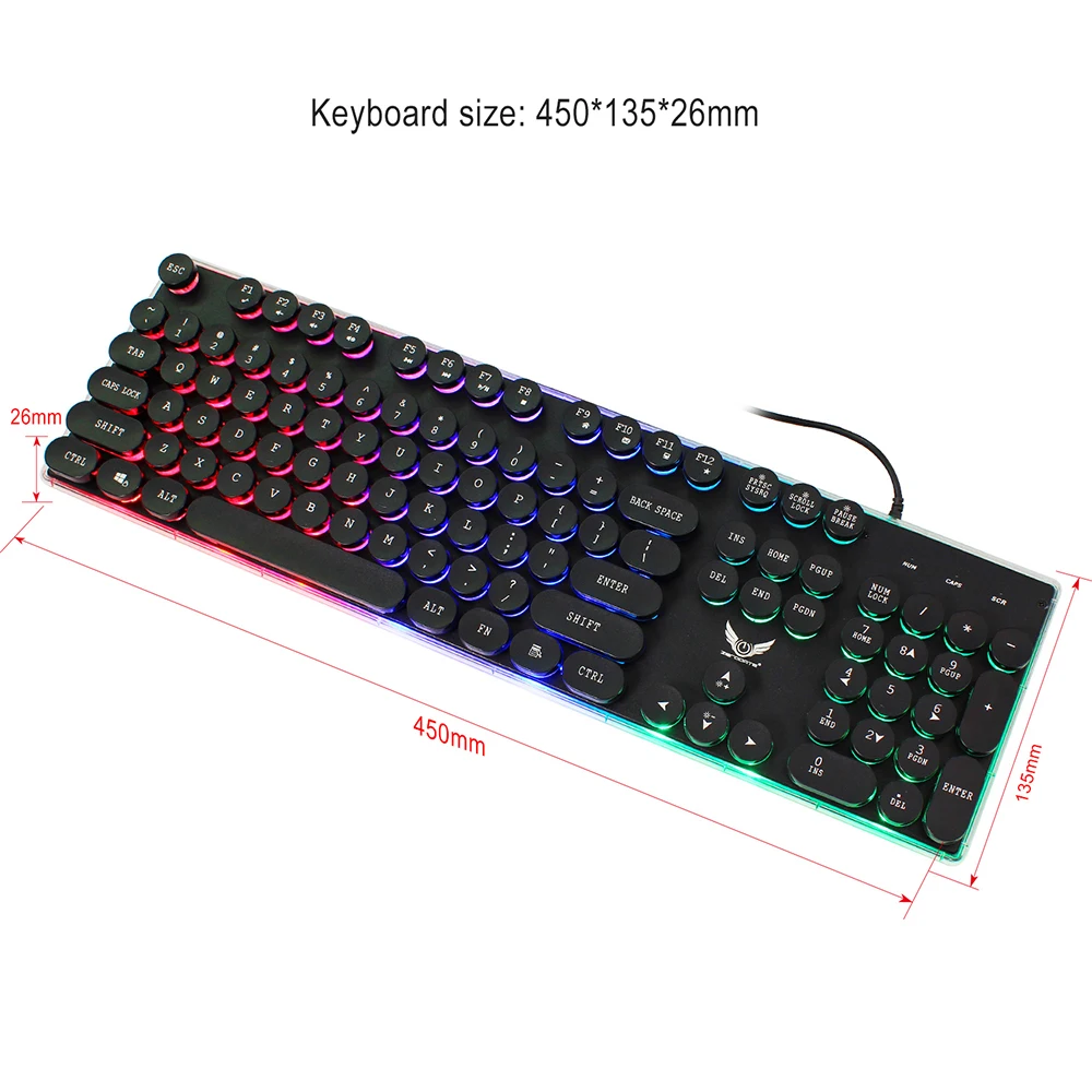 Интернет-бар стимпанк Keycap подсветка клавиатура с мышью механическое ощущение мульти игра музыка ярлыки Радужная клавиатура