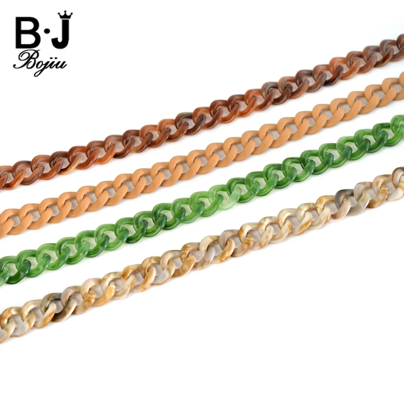 

BOJIU Resin Choker Necklace Chain 1 M Multifunction Colorful Women Charm Bag Chain Fashion Big Links Decorations NK1044