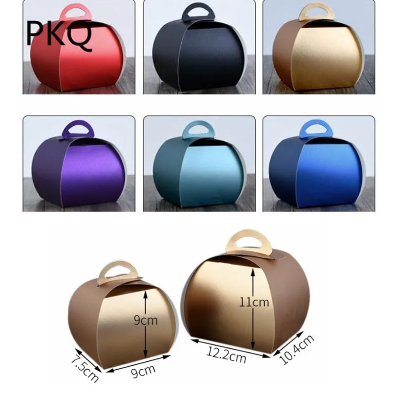 

50pcs/lot New Arrivals 300gsm Cardboard Paper cake boxes for cupcake,gold/red/blue/black box for cake packaging with handle 10/8
