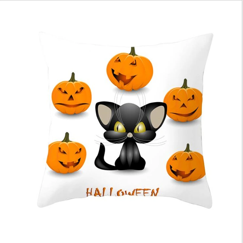 Cute Cat Halloween Decoration Pillow Case Happy Birthday Sofa Cushion Cover Case Xmas Party Pillowcase Gifts