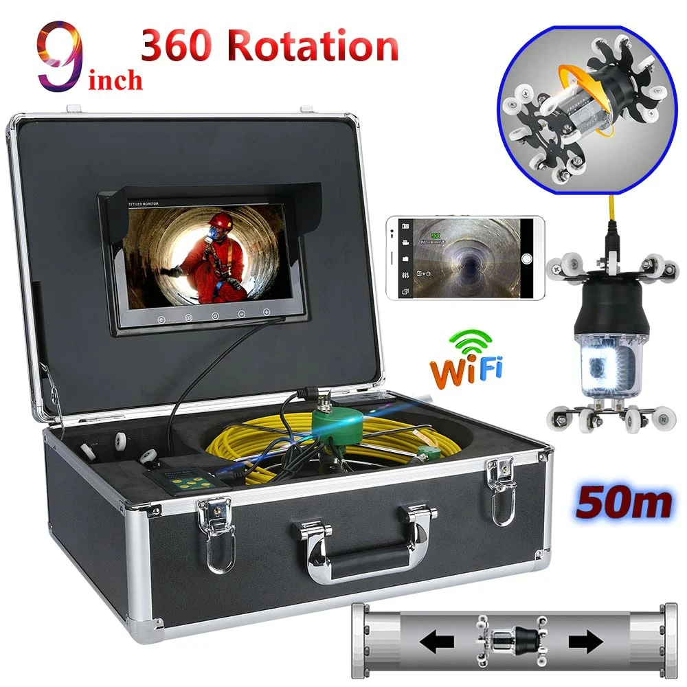 

Android IOS WIFI APP Control 9 inch 360 Degree 20 White+18 IR LED Camera Waterproof Drain Pipe Sewer Video Inspection Camera KIT
