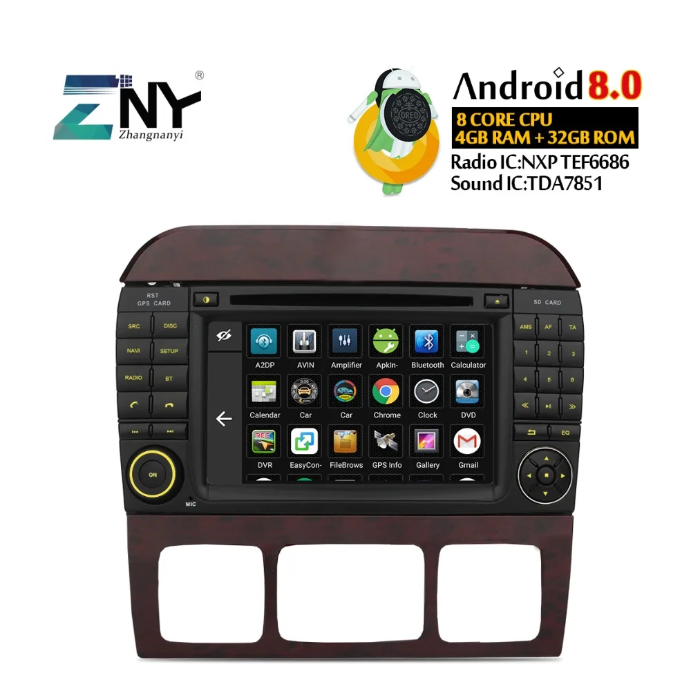 Perfect 7" IPS Android 8.0 Car DVD GPS For Benz S CL Class S320 S350 W220 W215 CL600 Auto Stereo Radio FM Audio Video Free Rear Camera 1