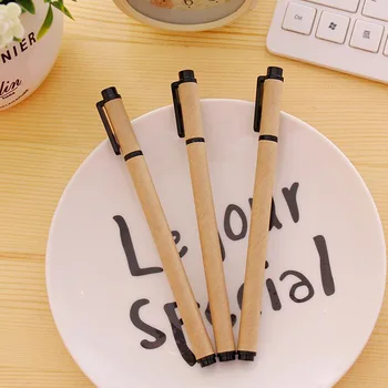 

6 pcs Natural Environmental Protection Brown Paper Signature 0.5mm Gel ink Pen for Office & School Supplies Korean Stationery