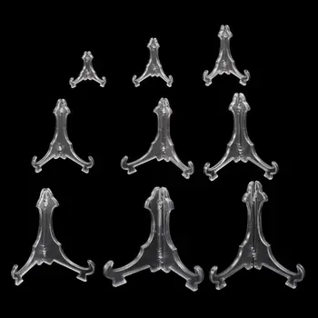 

10Pcs Clear Plastic Easels Plate Holders Display Dish Picture Frame Photo Holder