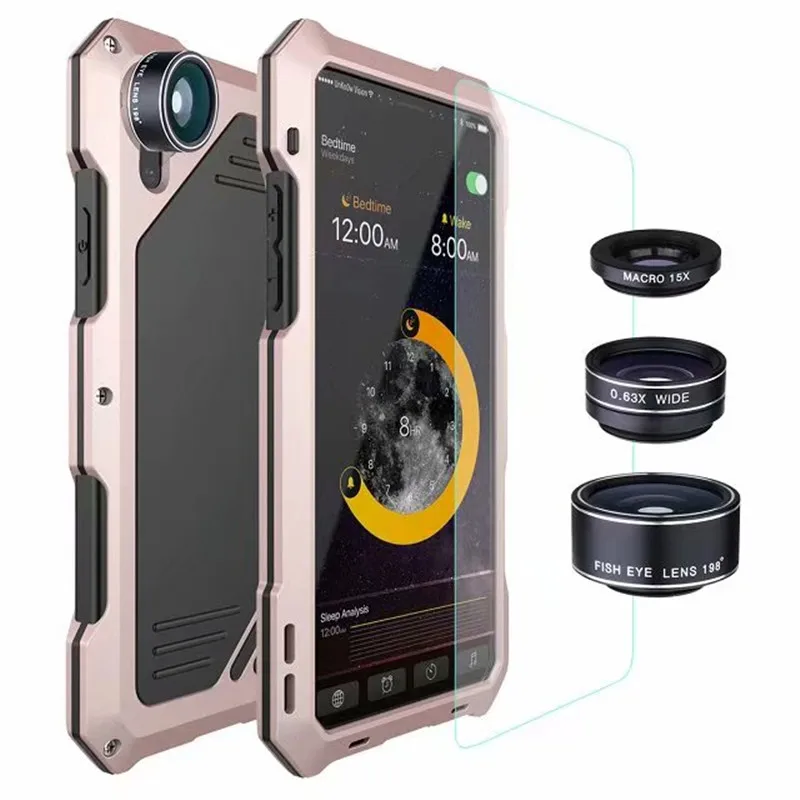 

Dower Me Waterproof Shockproof Metal Aluminum Case Cover With Fisheye Wide Angle Macro Lens For iPhone XS Max XR X 8 7 6 6S Plus