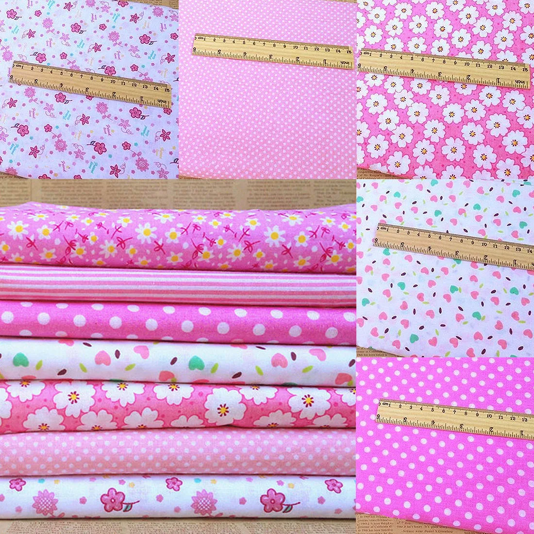 

7pcs/set Printed Cloth Sewing Quilting Fabrics Mixed Cotton Fabric for Patchwork Needlework DIY Handmade Accessories 25x25cm