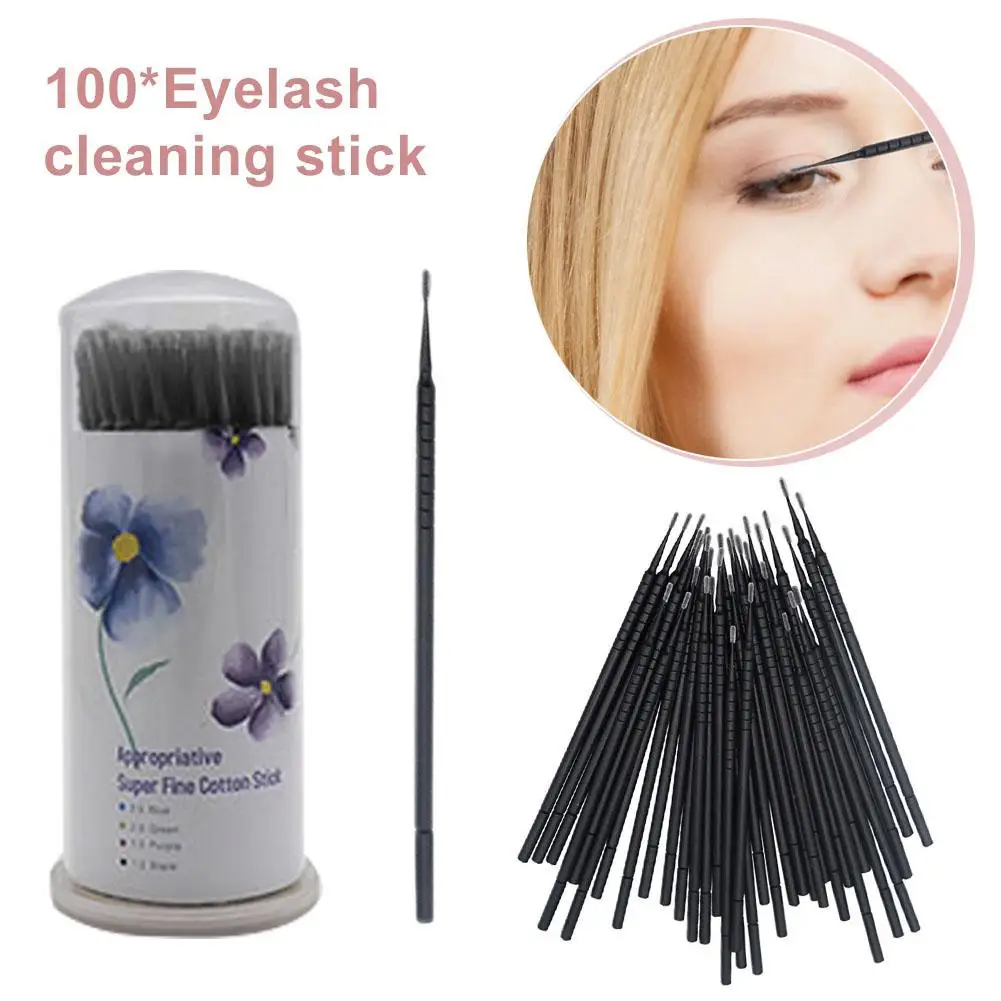 100pcs Disposable Cotton Swabs Eyelash Brushes Cleaning Swab Hot Natural Eyelashes Remover Microbrush Kit Applicators