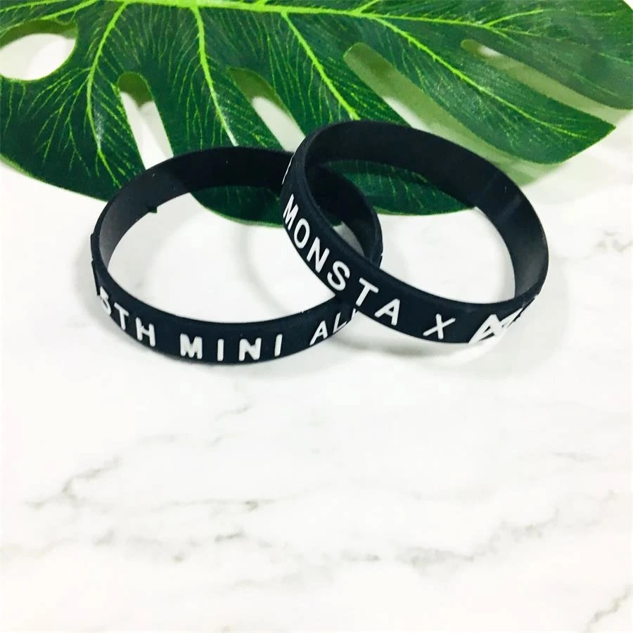 2018 K-pop Monsta X Silicone Sports Gym Wristbands Womens Mens Fashion Bracelet 2PCS