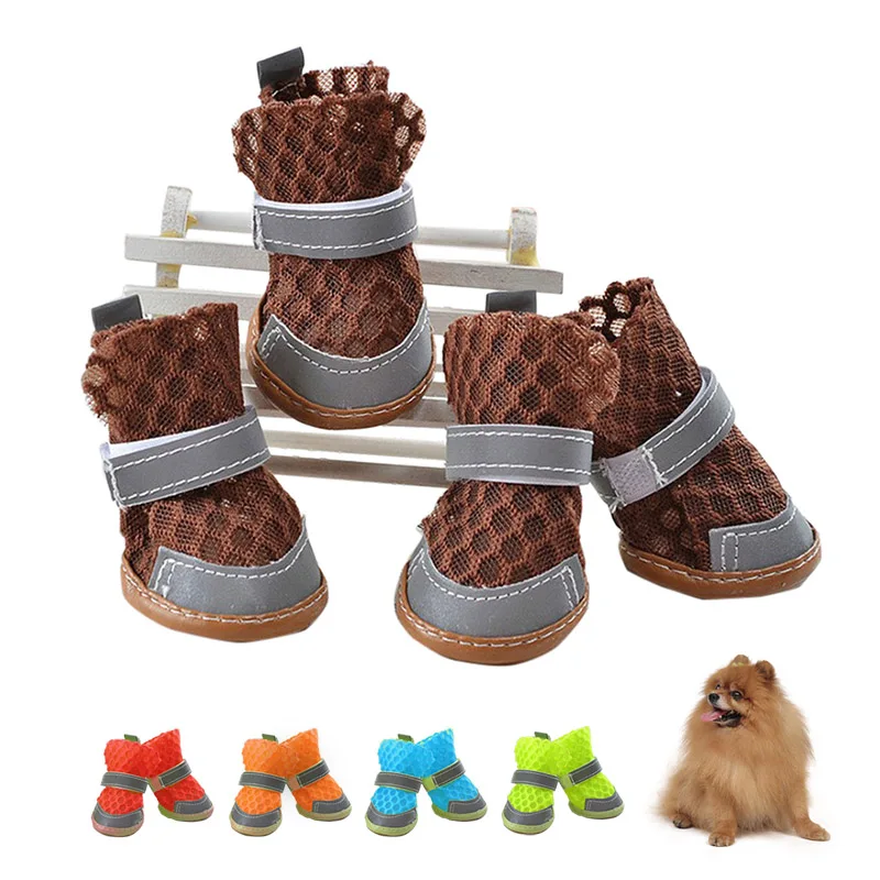 4pcs Summer Puppy Sandals Puppy Shoes Summer Dogs Breathable Shoes Anti