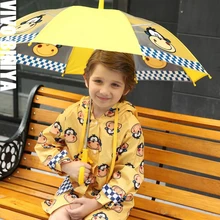 Детские худи, комплект из одного предмета, непромокаемый дождевик с изображением животных для мальчиков и девочек, 90-120 см, желтая Защита от солнца