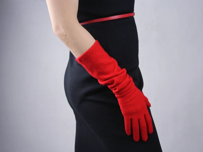 Брендовые перчатки новые зимние перчатки рукавицы из кашемира шерсть теплые тонкие длинные женские перчатки guantes mujer 50 см