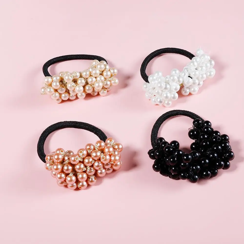 

Colorful Women Find Cheap Imitation Pearl Scrunchies Hair Ties For Girls Elastic Head Band Ponytail Holder Grooming Accessories